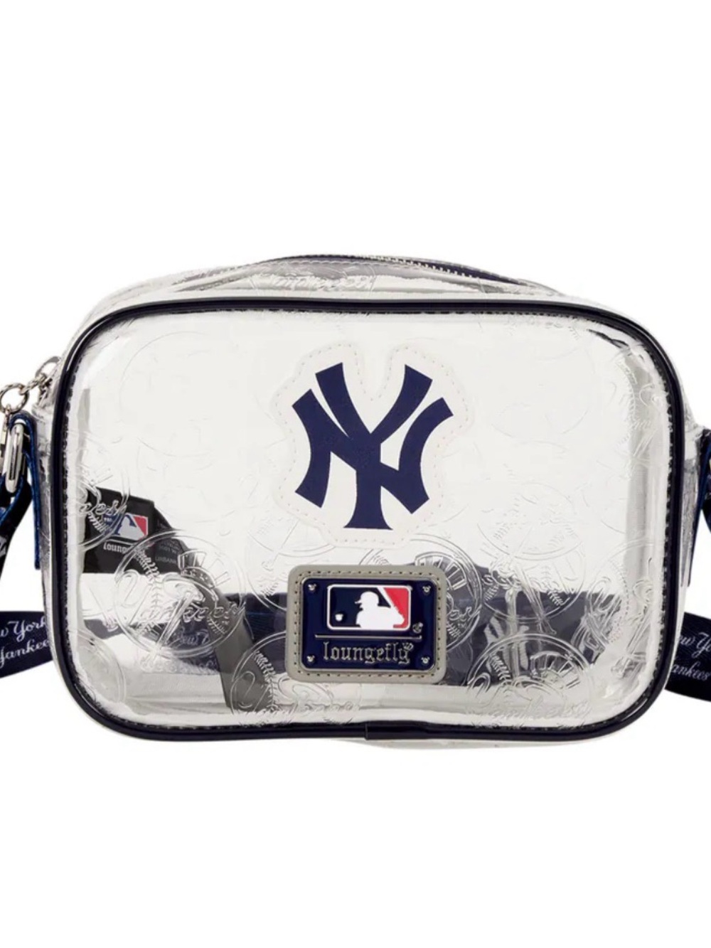 Loungefly New York Yankees Clear Crossbody Bag - Silver/Navy Accent